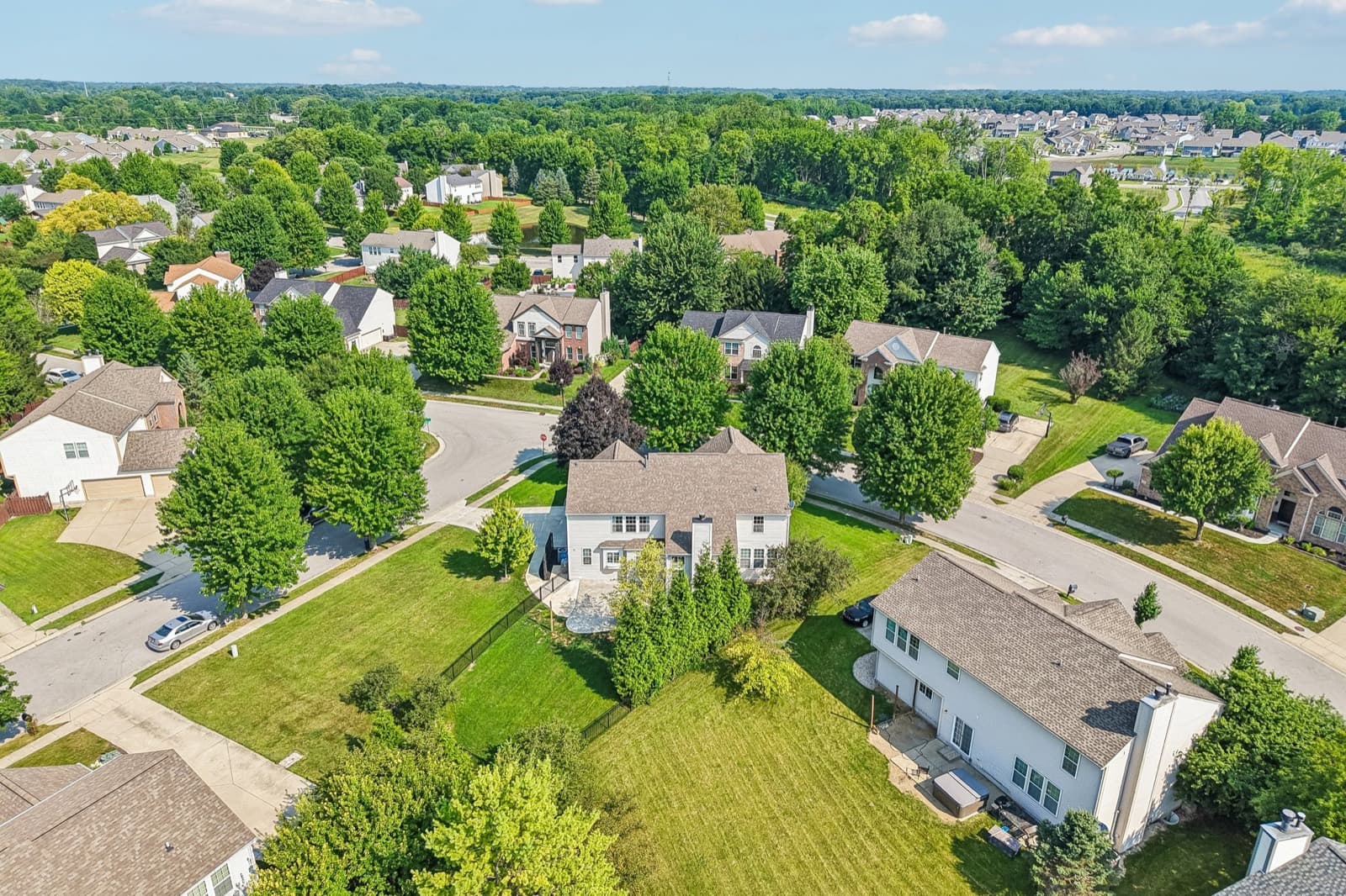 Aerial view of the 0.32-acre corner lot
